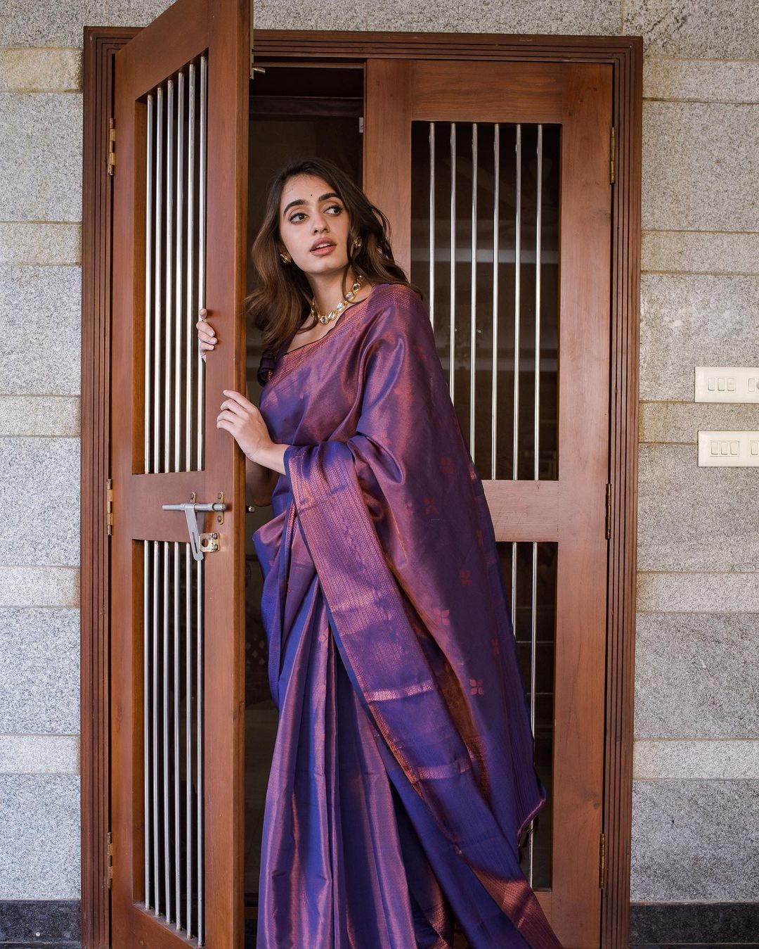 Festive Wear Jacquard Purple Color Silk Saree