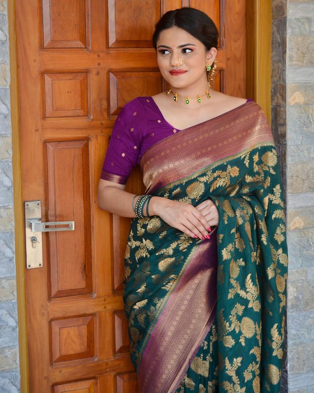 Ceremony Wear  Green Color Silk Saree