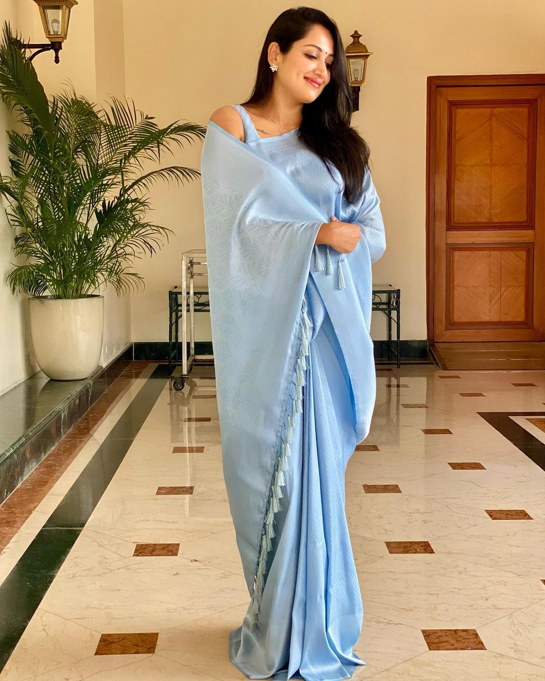 Glimmering Sky Blue Color Jacquard Work Silk Saree