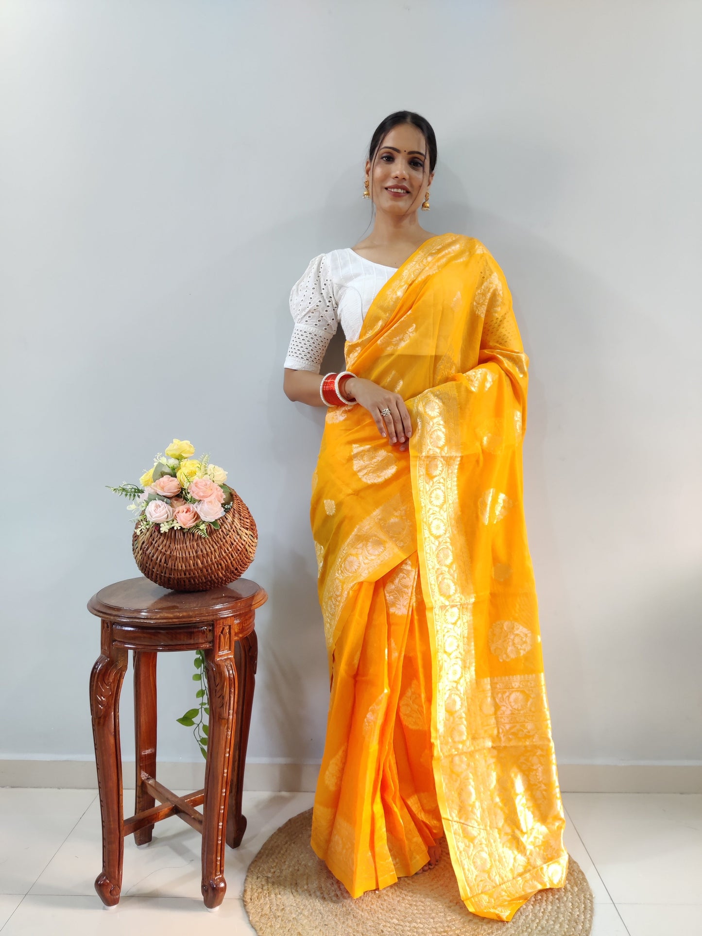 Imposing Haldi Wear Yellow Color Ready To Wear Saree