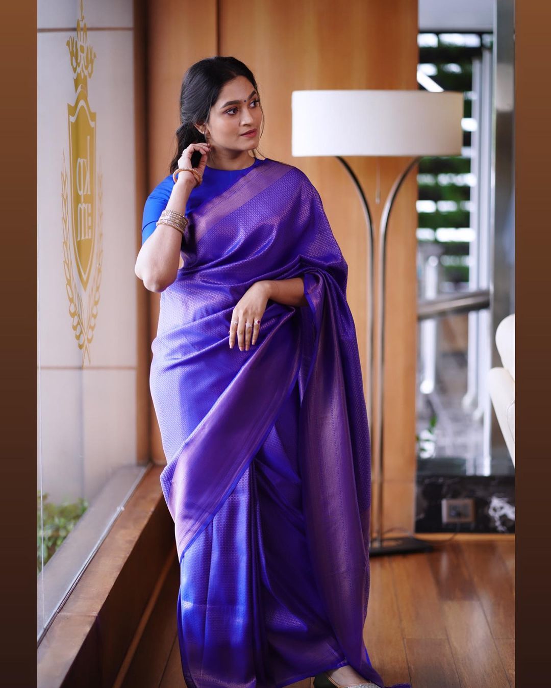 Outstanding Jacquard Royal Blue Color Soft Silk Saree