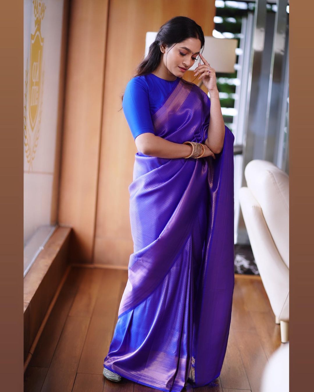 Outstanding Jacquard Royal Blue Color Soft Silk Saree