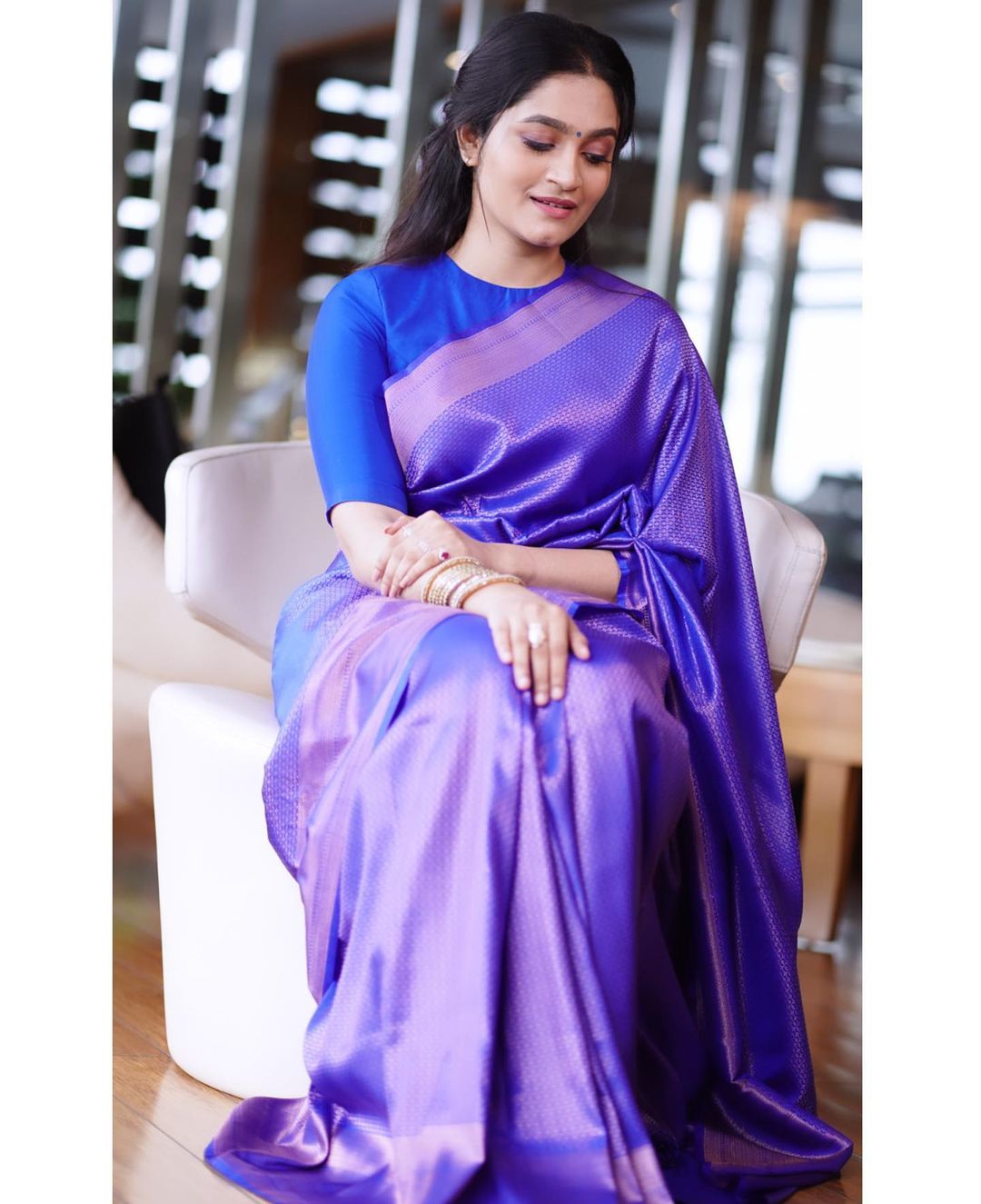 Outstanding Jacquard Royal Blue Color Soft Silk Saree