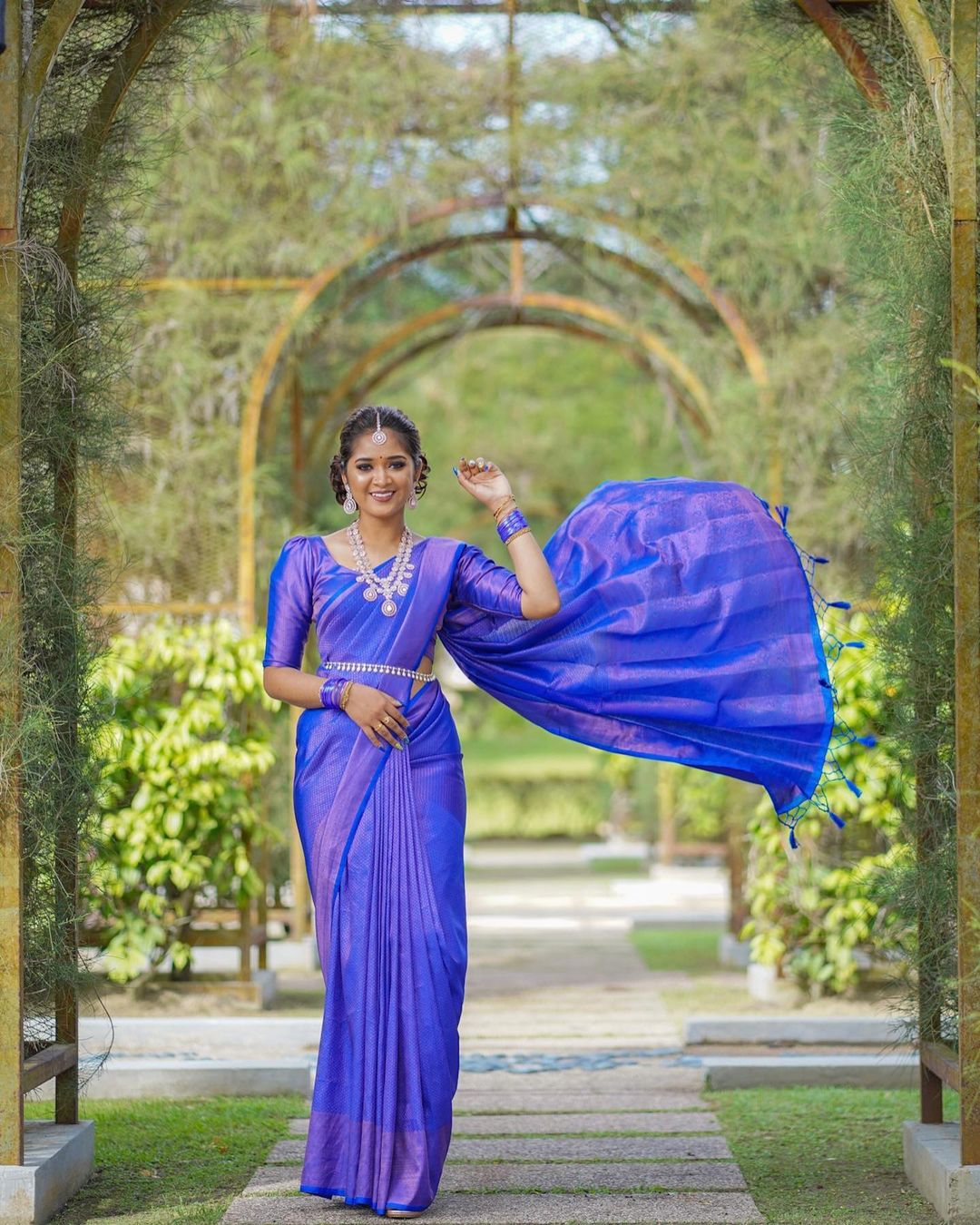 Outstanding Jacquard Royal Blue Color Soft Silk Saree