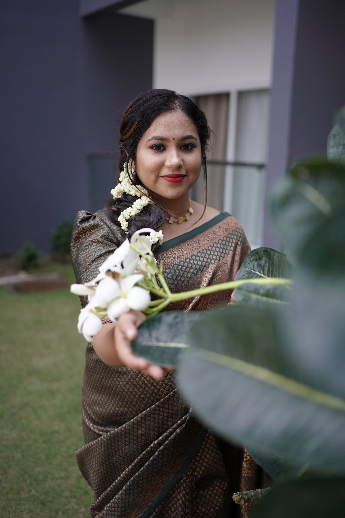 Function Wear Grey Color Jacquard Work Silk Saree