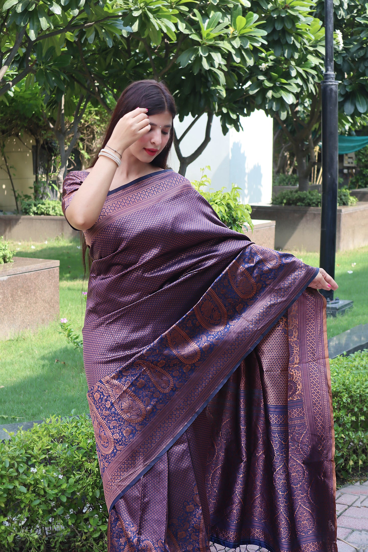 Good Looking Purple Color Jacquard Work Silk Saree