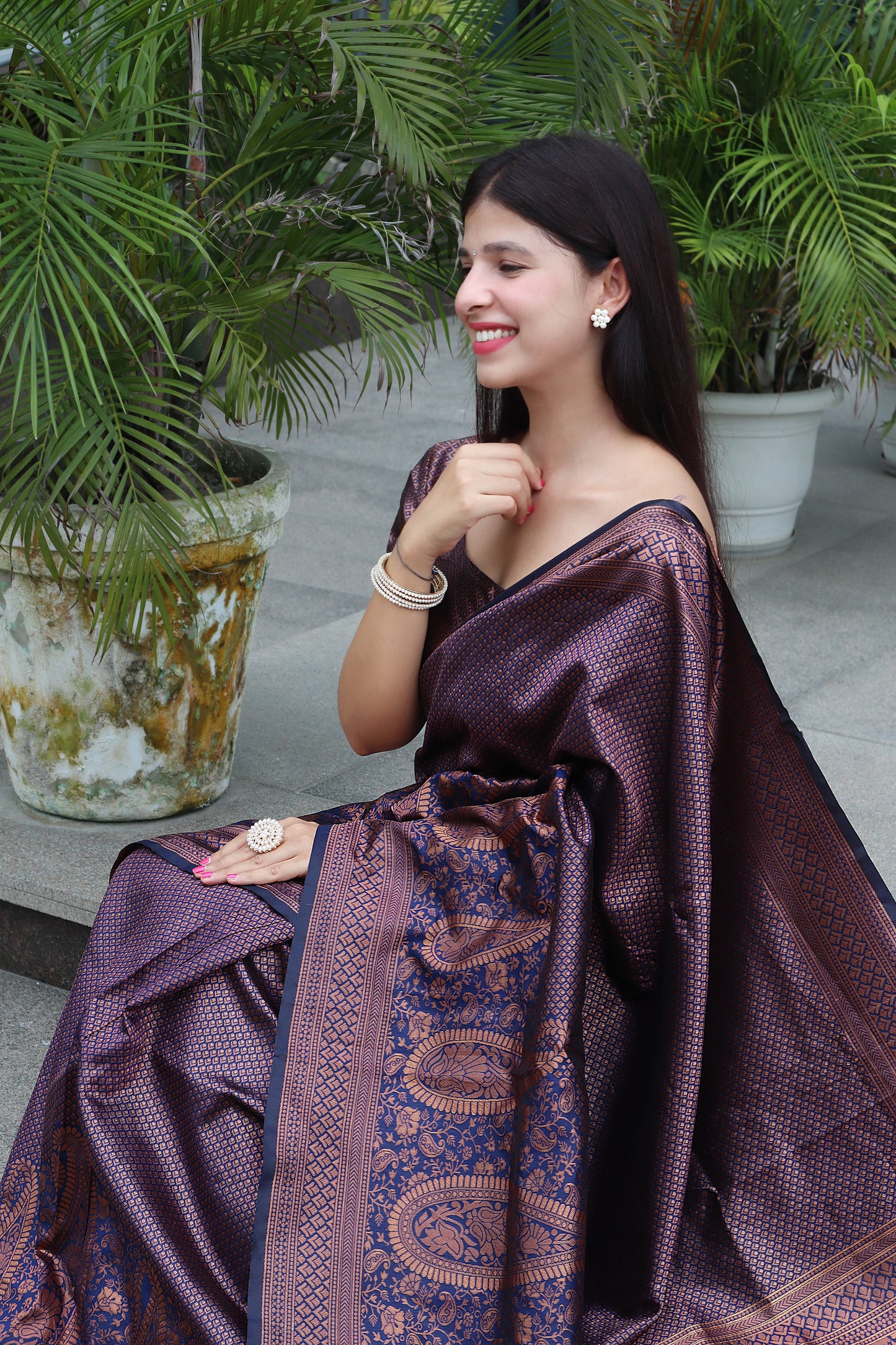 Good Looking Purple Color Jacquard Work Silk Saree