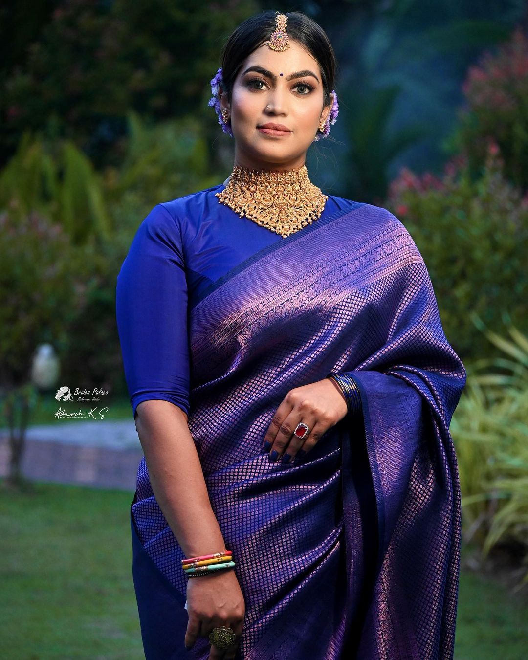 Ceremony Wear Jacquard Royal Blue Color Silk Saree