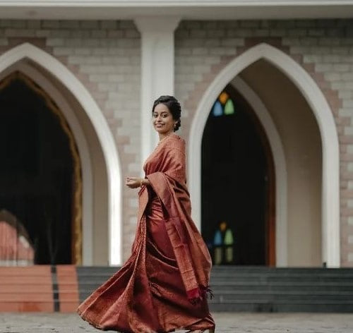 Fashionable Maroon Color Jacquard Silk Saree