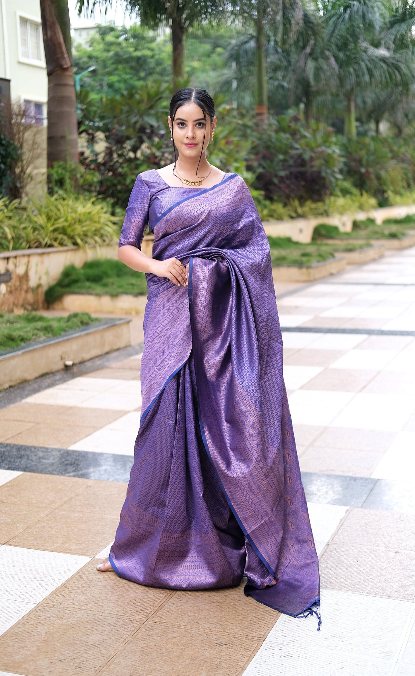 Outstanding Jacquard Blue Color Soft Silk Saree