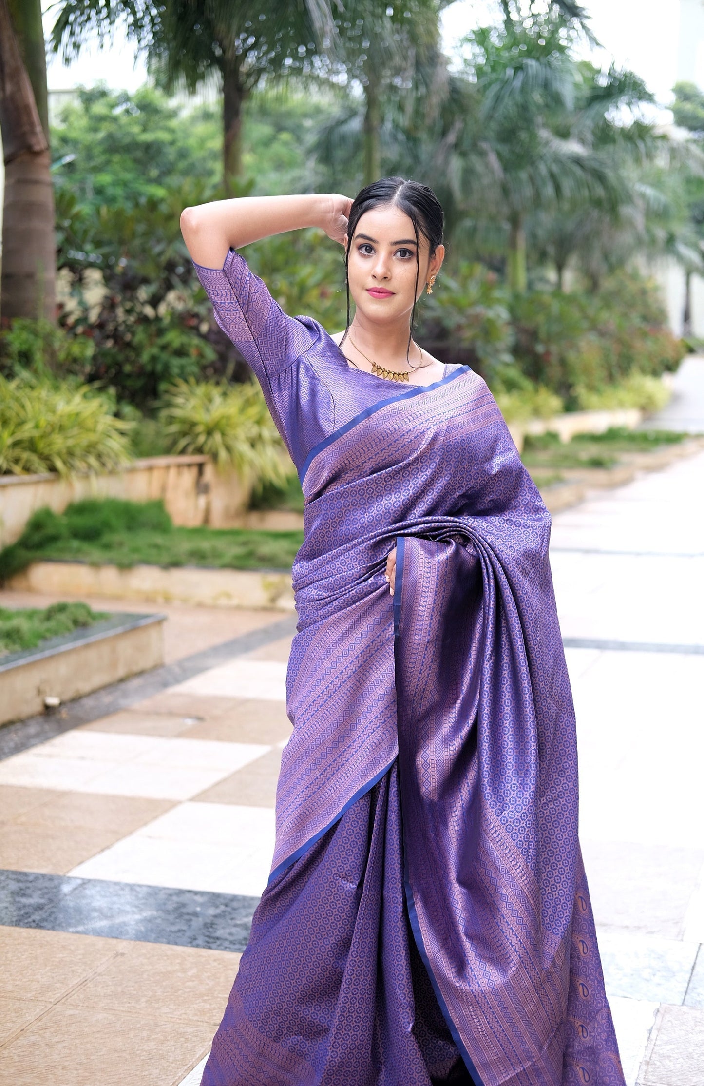 Outstanding Jacquard Blue Color Soft Silk Saree