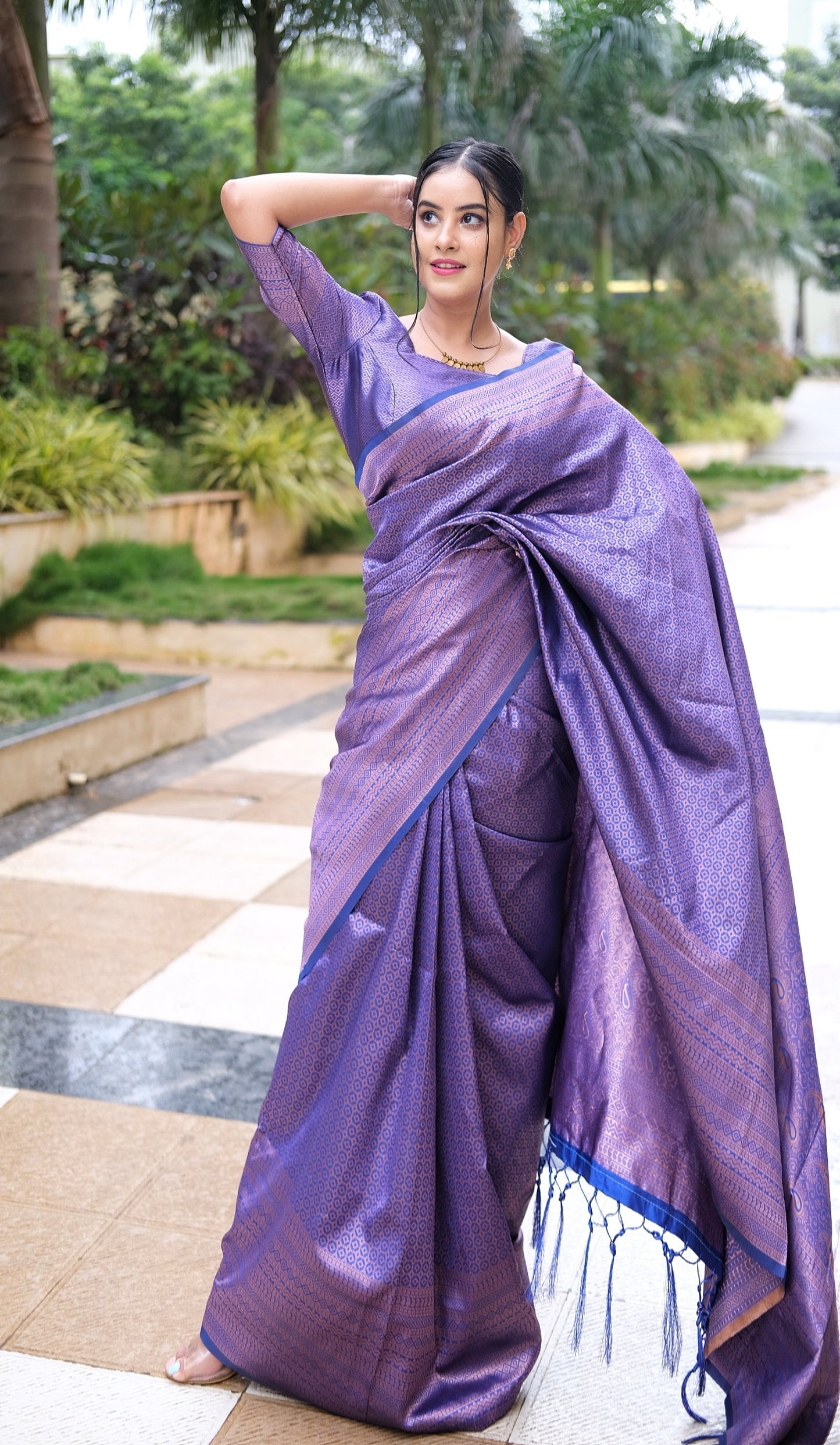 Outstanding Jacquard Blue Color Soft Silk Saree