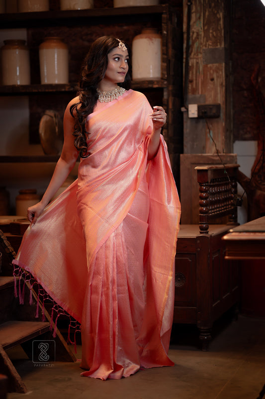 Outstanding Jacquard Pink Color Soft Silk Saree