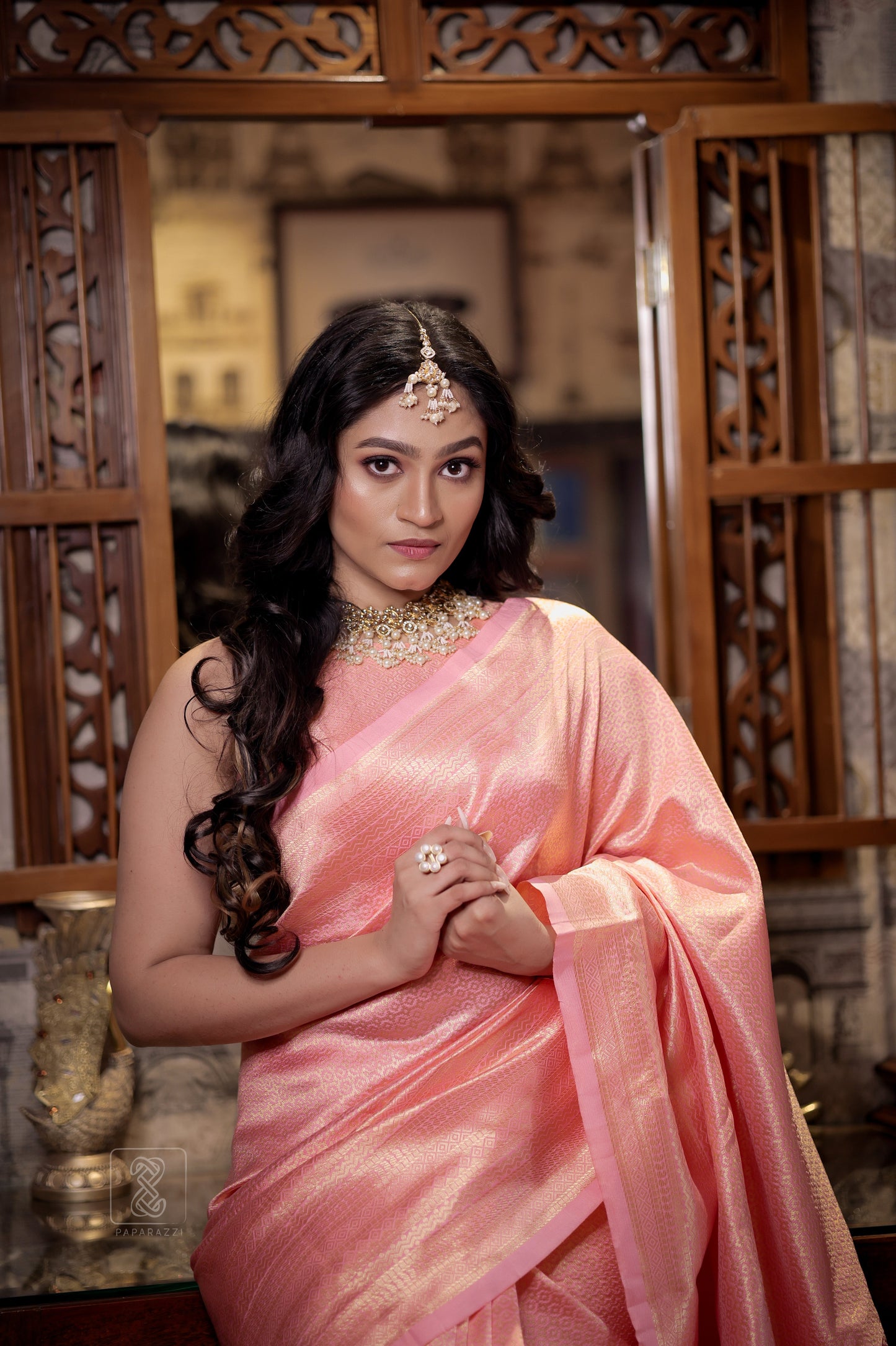 Outstanding Jacquard Pink Color Soft Silk Saree