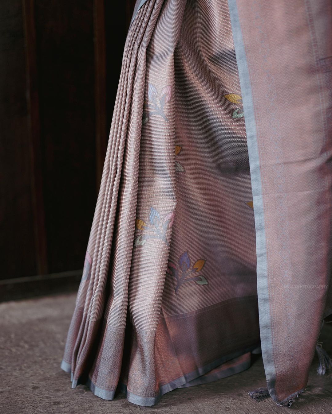 Opulent Jacquard  Brown  Color Silk Saree