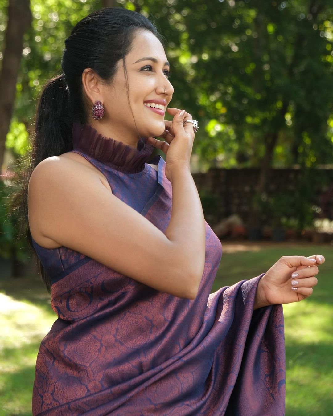 Flattering  Purple Color Jacquard Silk Saree