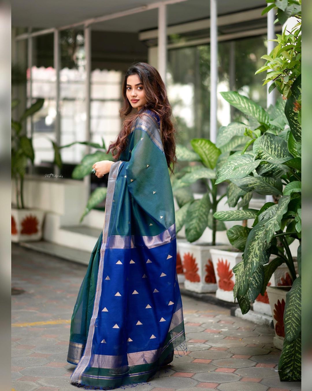 Ceremony Wear Jacquard Rama Color Silk Saree