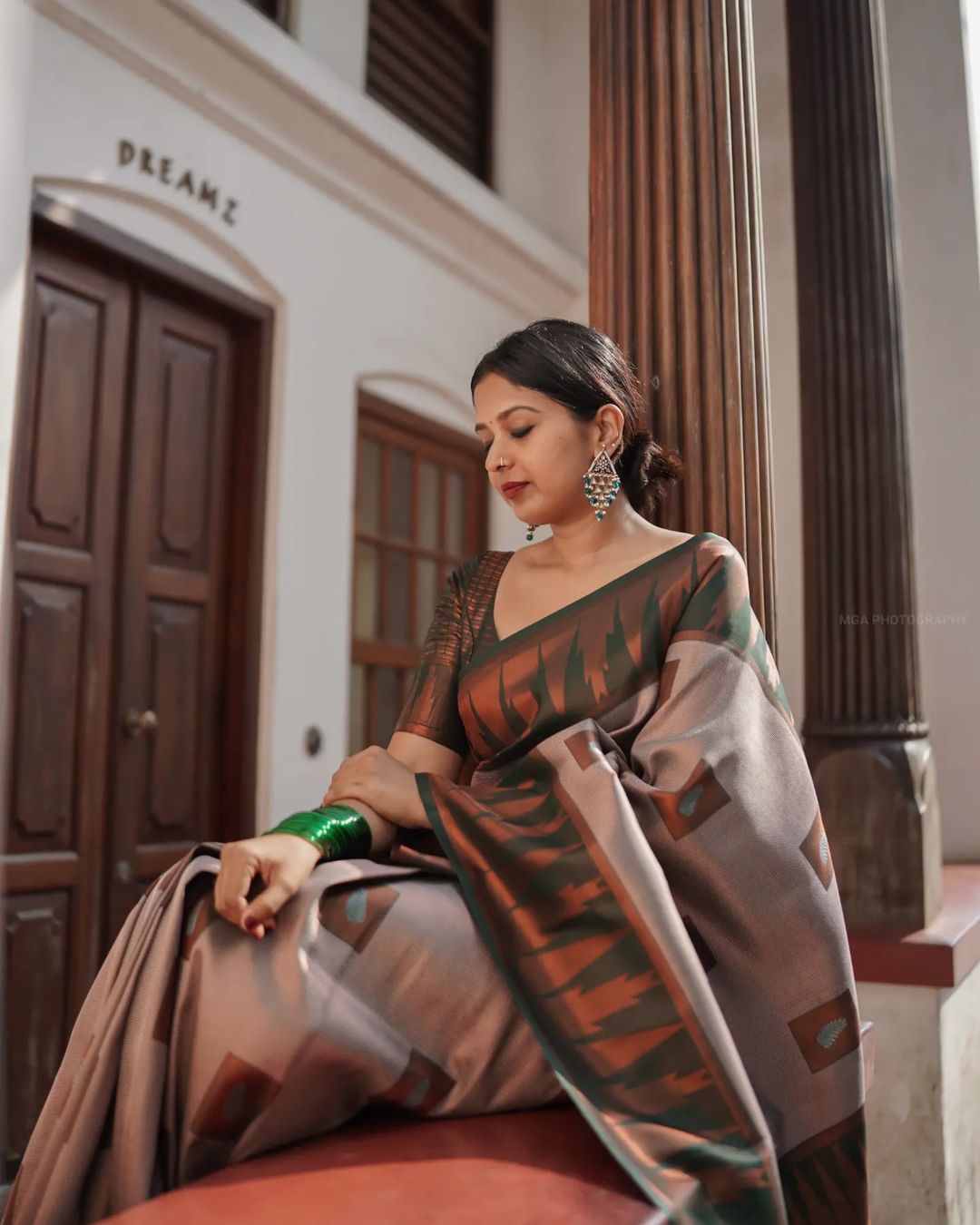 Occasion Wear Jacquard Grey Color Silk Saree