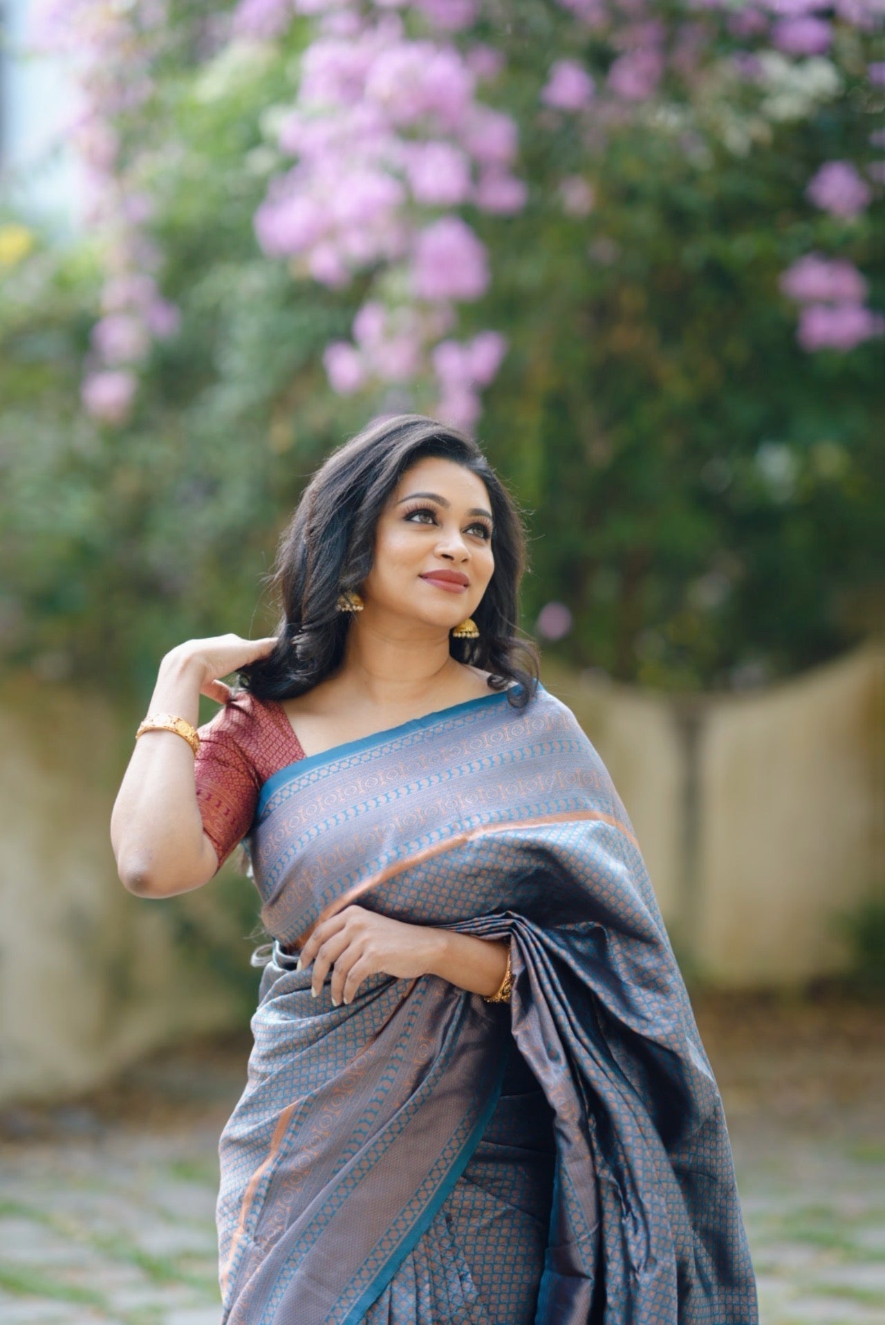 Awesome Zari Weaving Blue Color Silk Saree