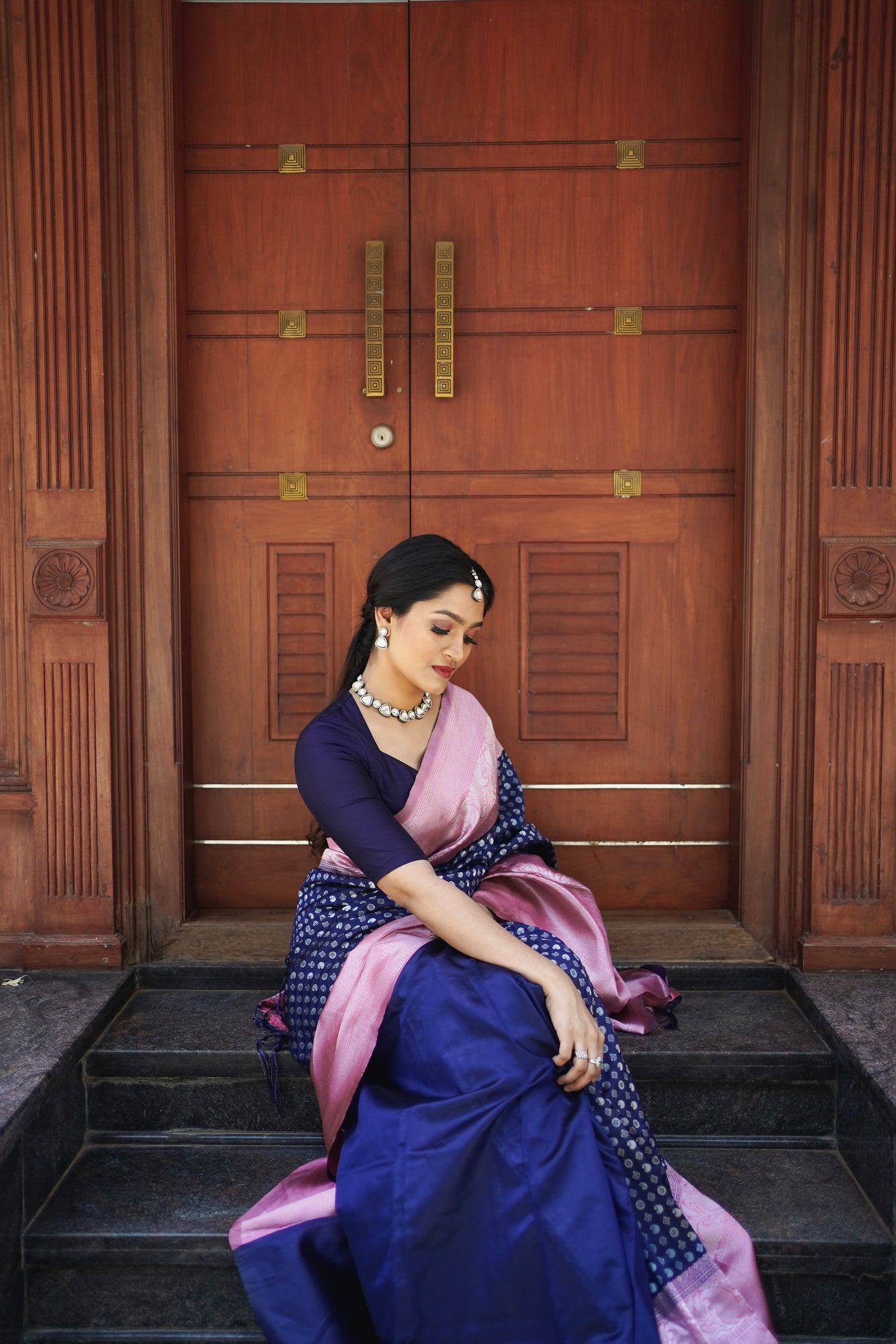 Outstanding Blue Color Jacquard Work Silk Saree