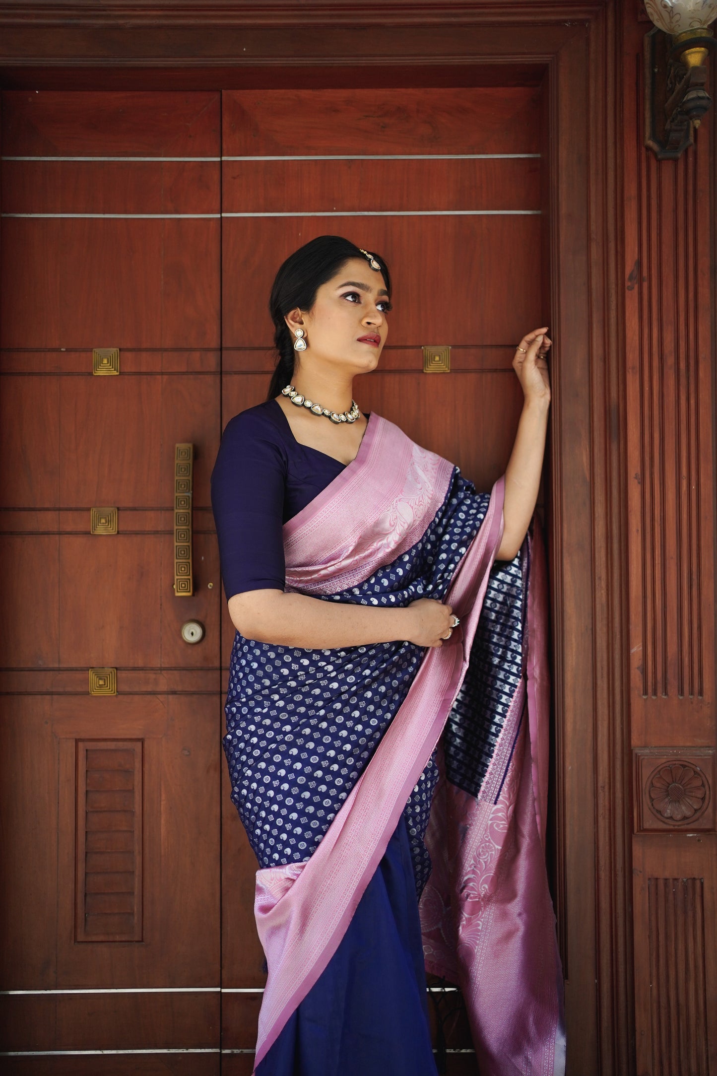 Outstanding Blue Color Jacquard Work Silk Saree