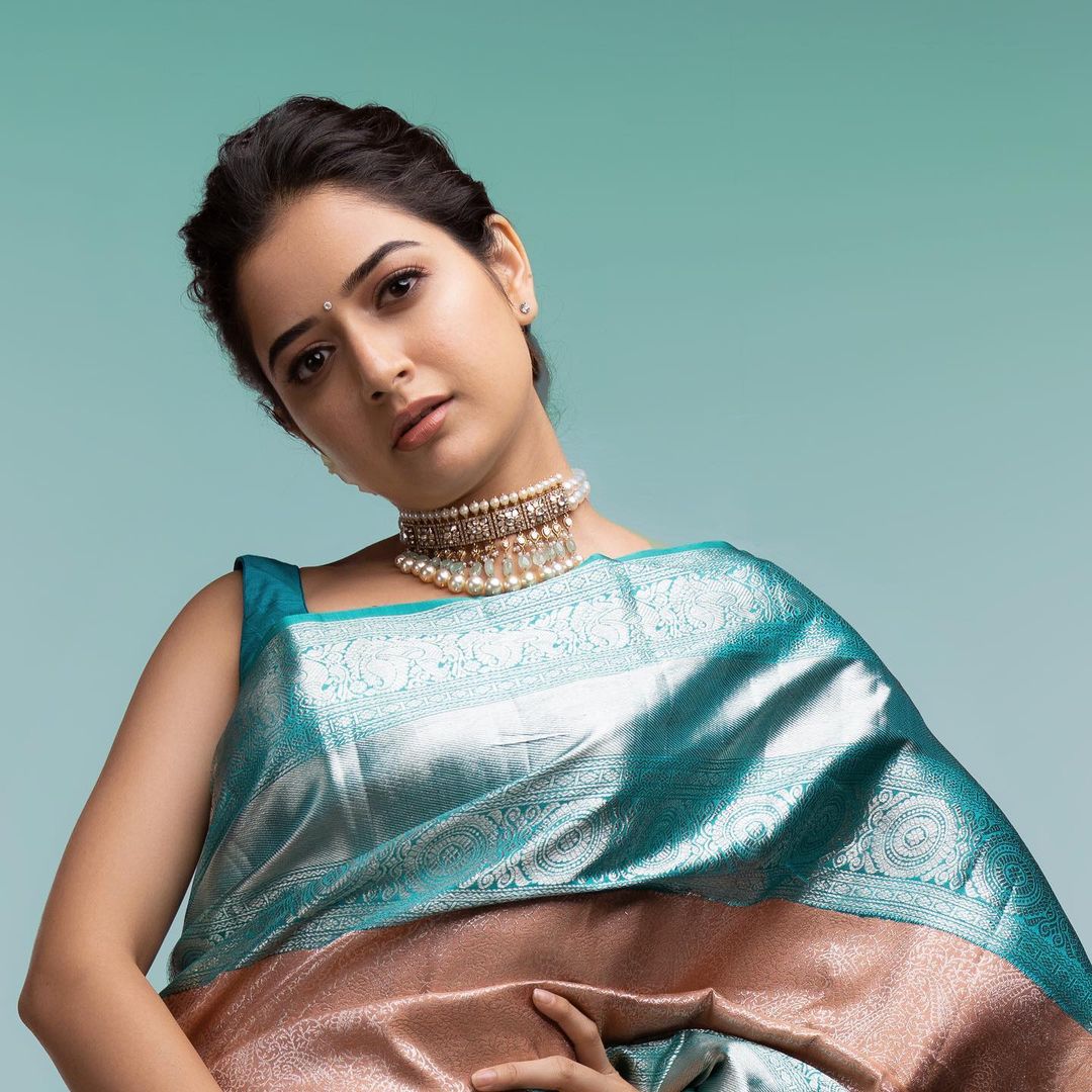 Presenting Sky Blue Color Jacquard Work Silk Saree