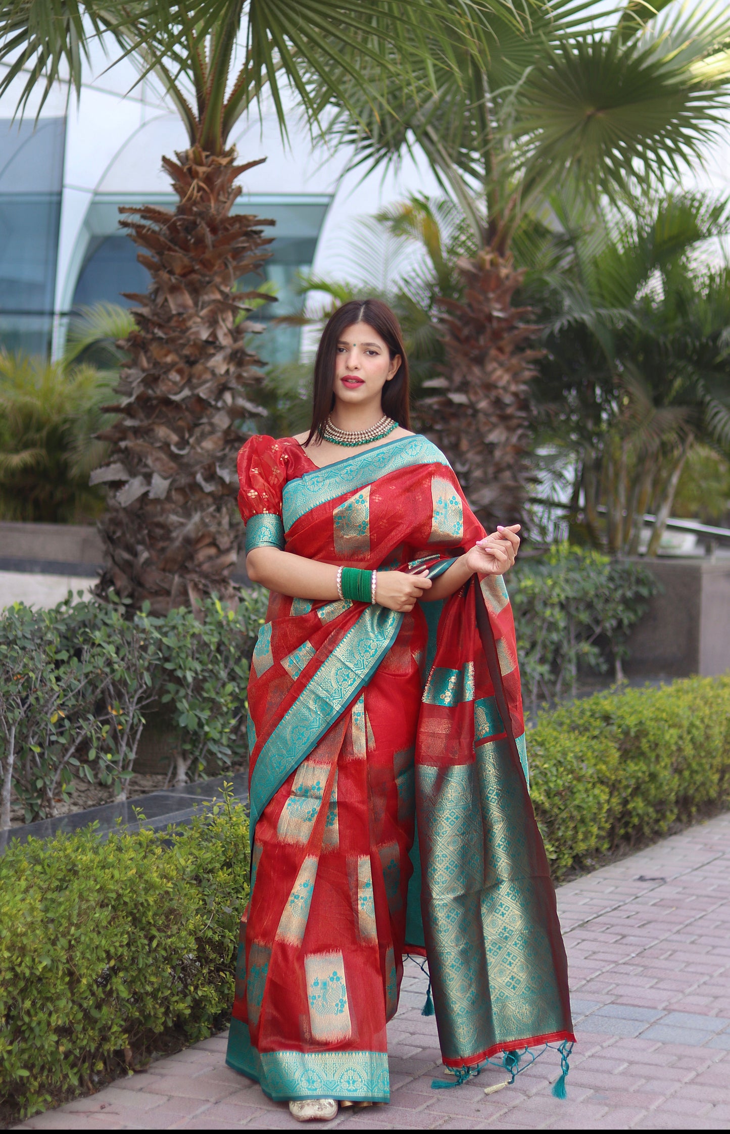 Marvelous Jaquard Work Festival Wear Red Color Silk Saree