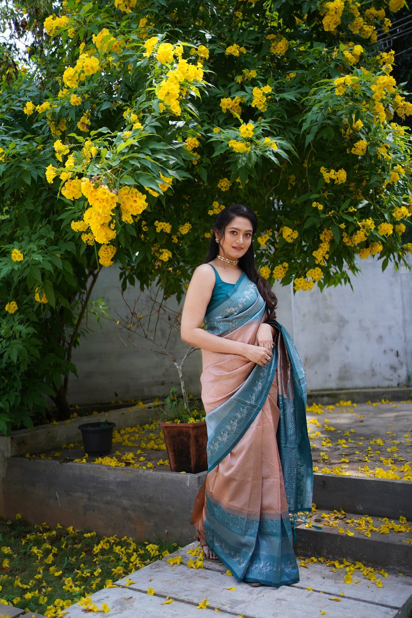 Presenting Beige Color Jacquard Work Silk Saree