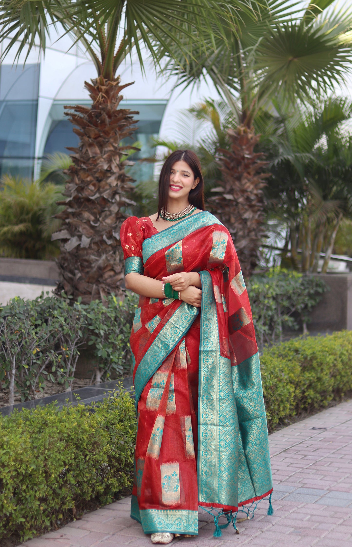 Marvelous Jaquard Work Festival Wear Red Color Silk Saree