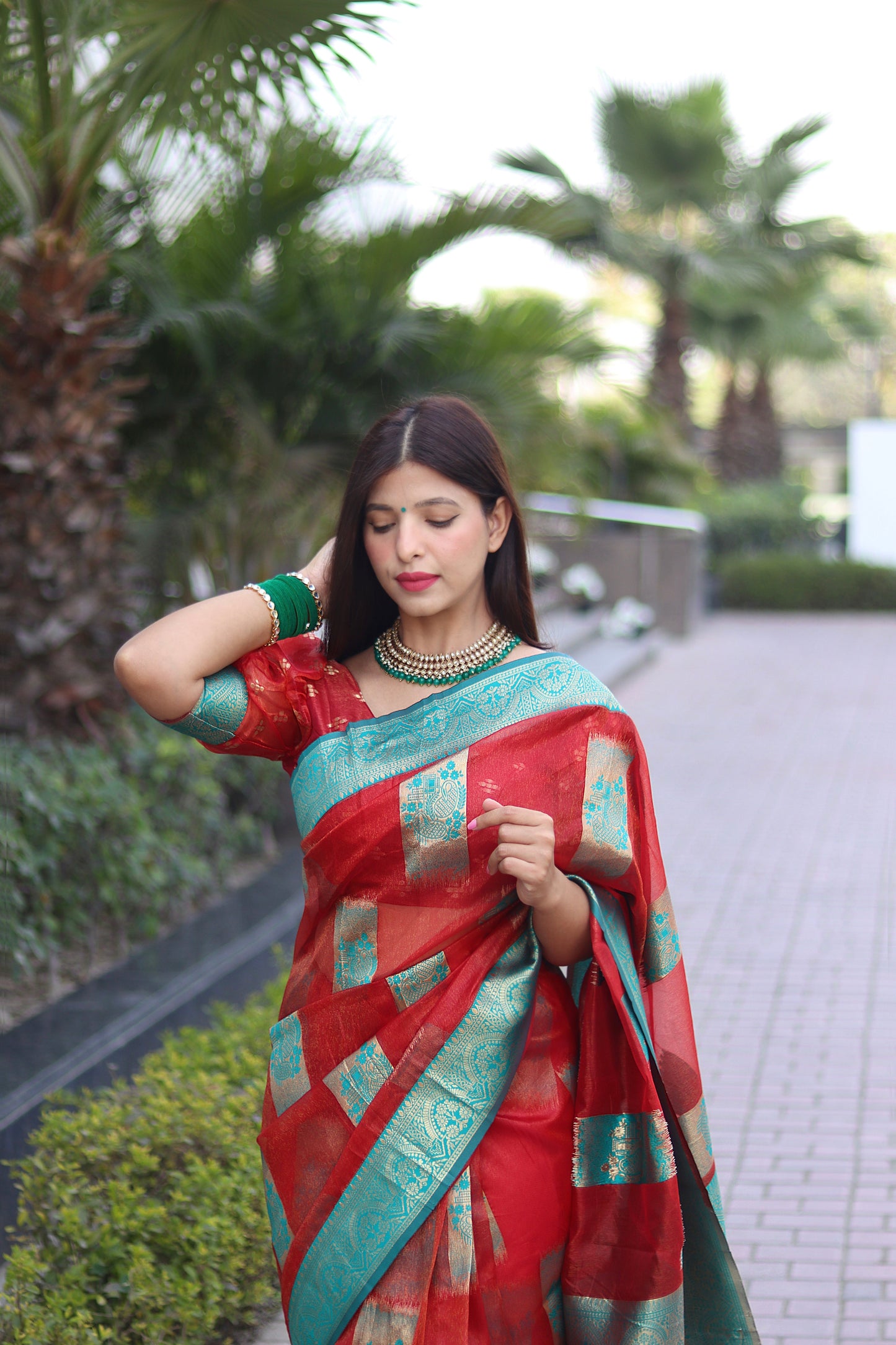 Marvelous Jaquard Work Festival Wear Red Color Silk Saree