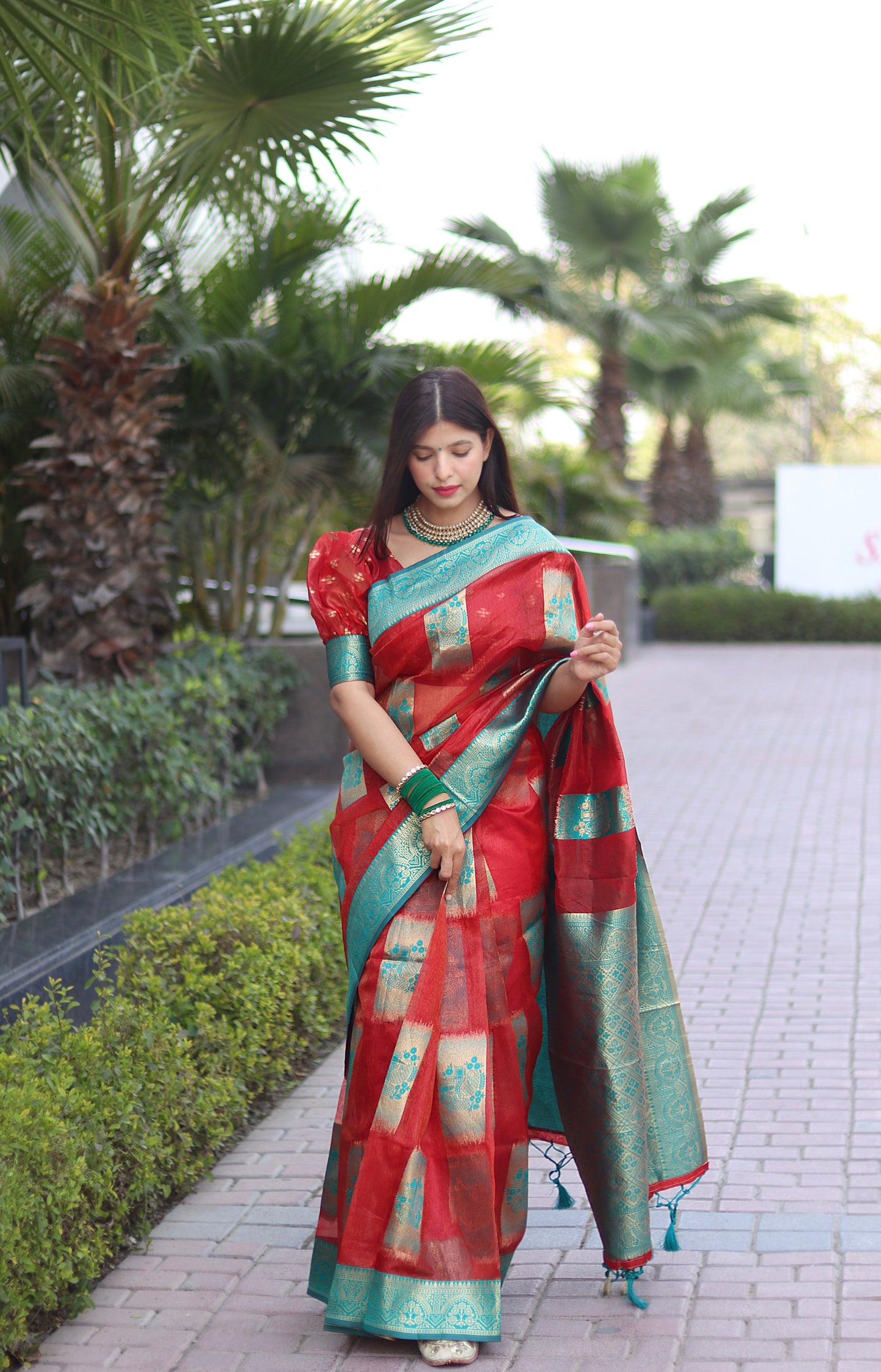 Marvelous Jaquard Work Festival Wear Red Color Silk Saree