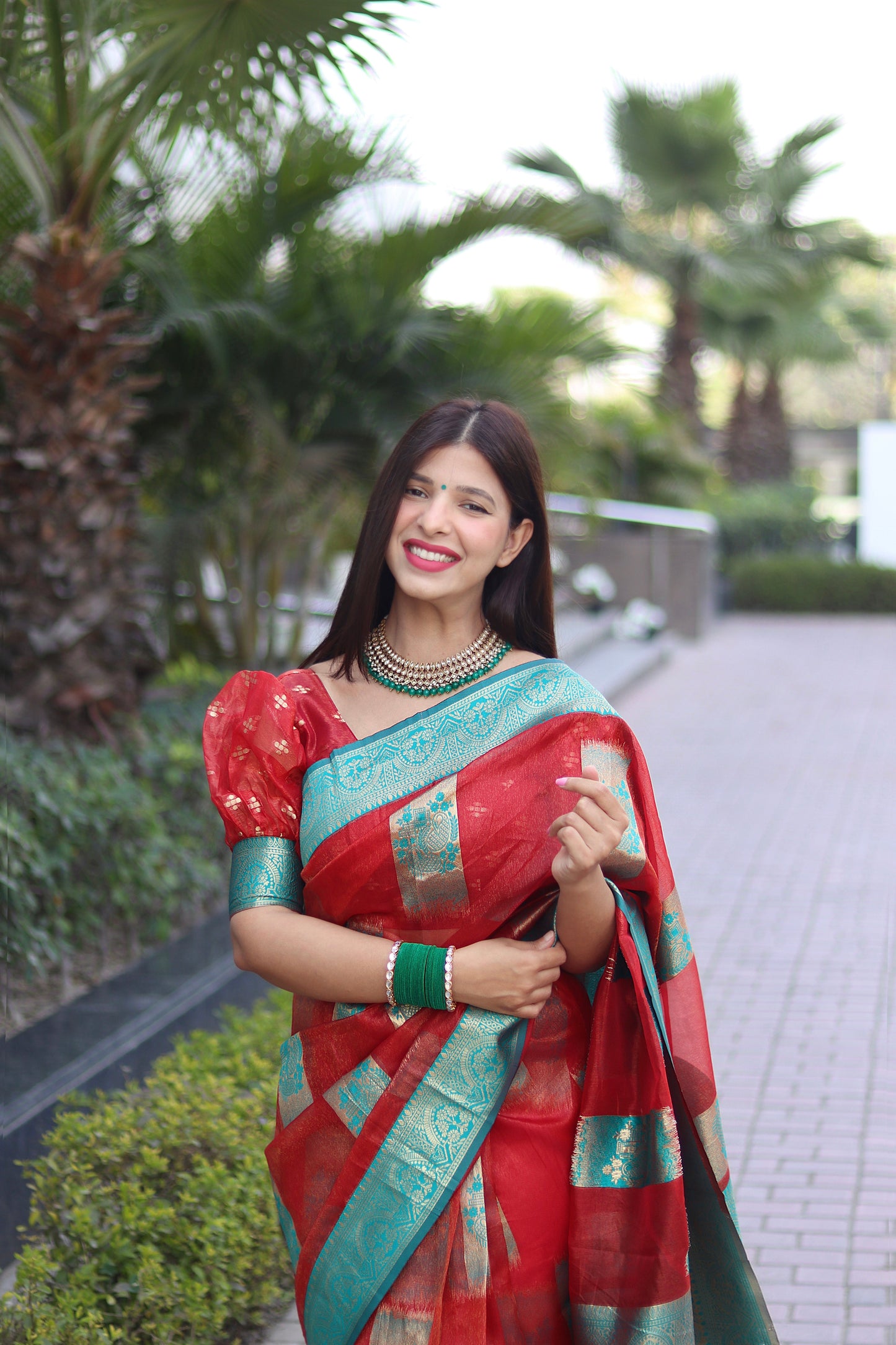 Marvelous Jaquard Work Festival Wear Red Color Silk Saree