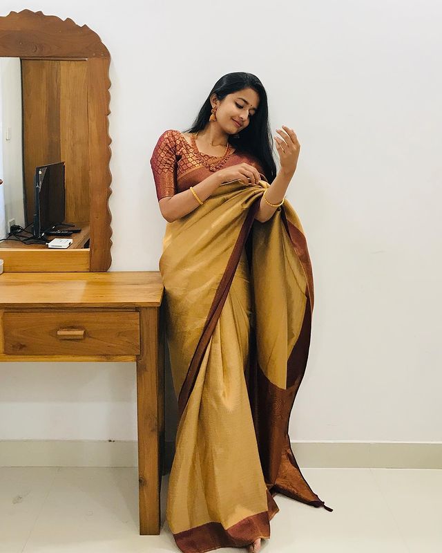 Awesome Zari Weaving Mustard Color Silk Saree