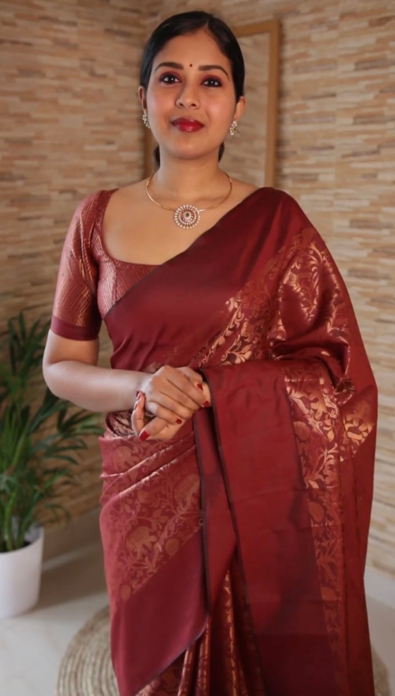 Traditional Wear Maroon Color Jacquard Work Silk Saree