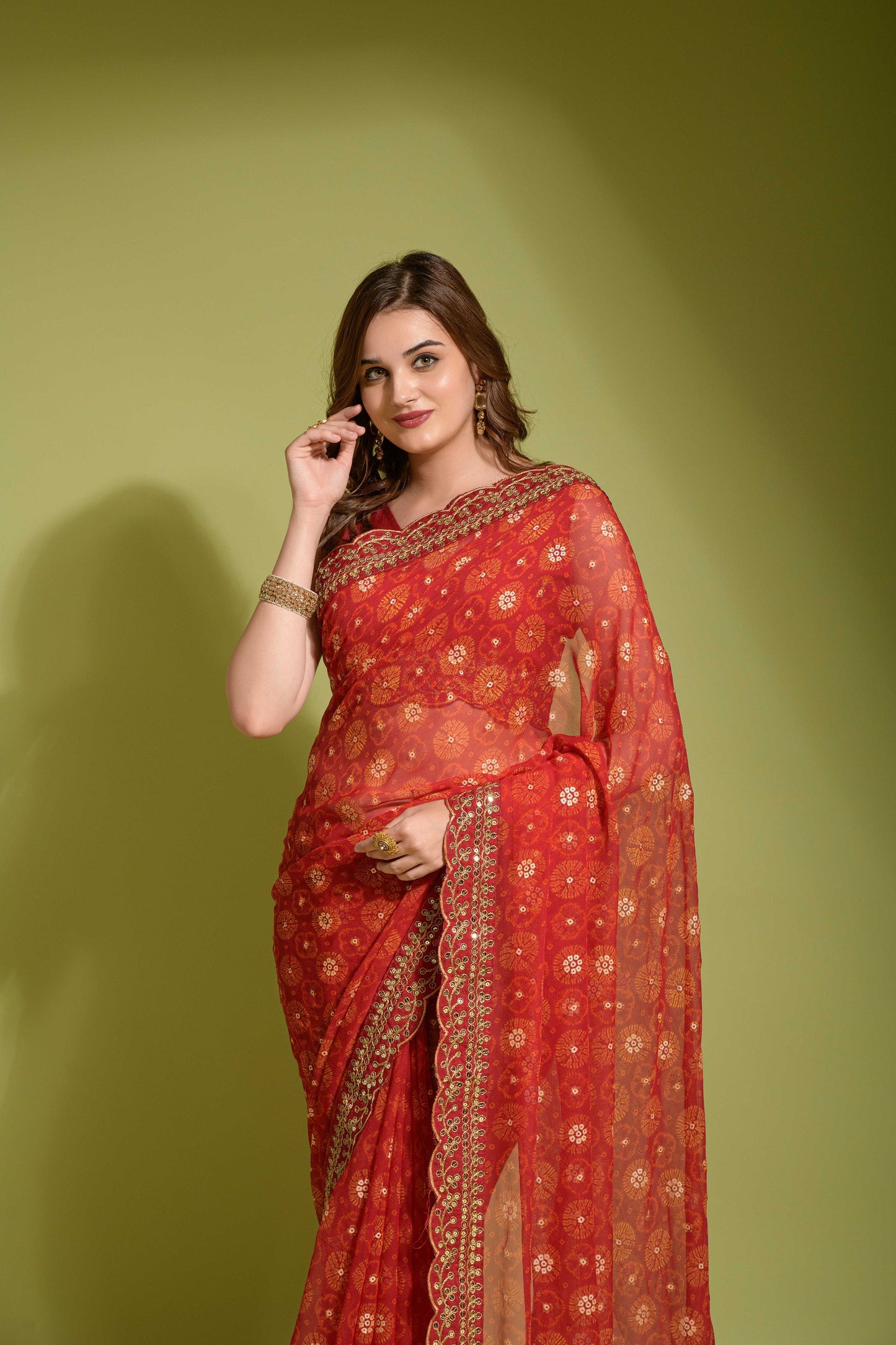 Glorious Sequence Red Color Saree