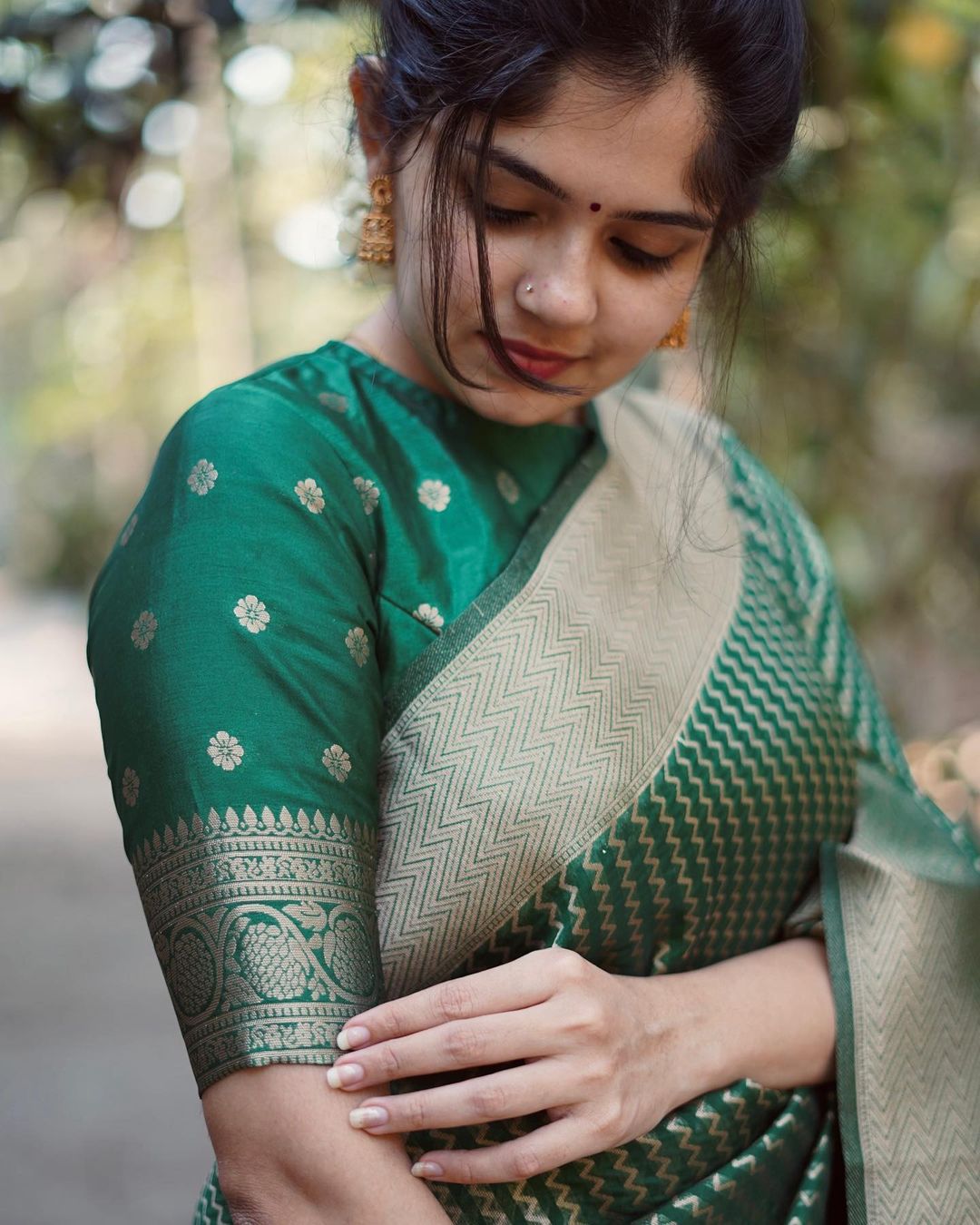 Marriage Special Green Color Jacquard Silk Saree