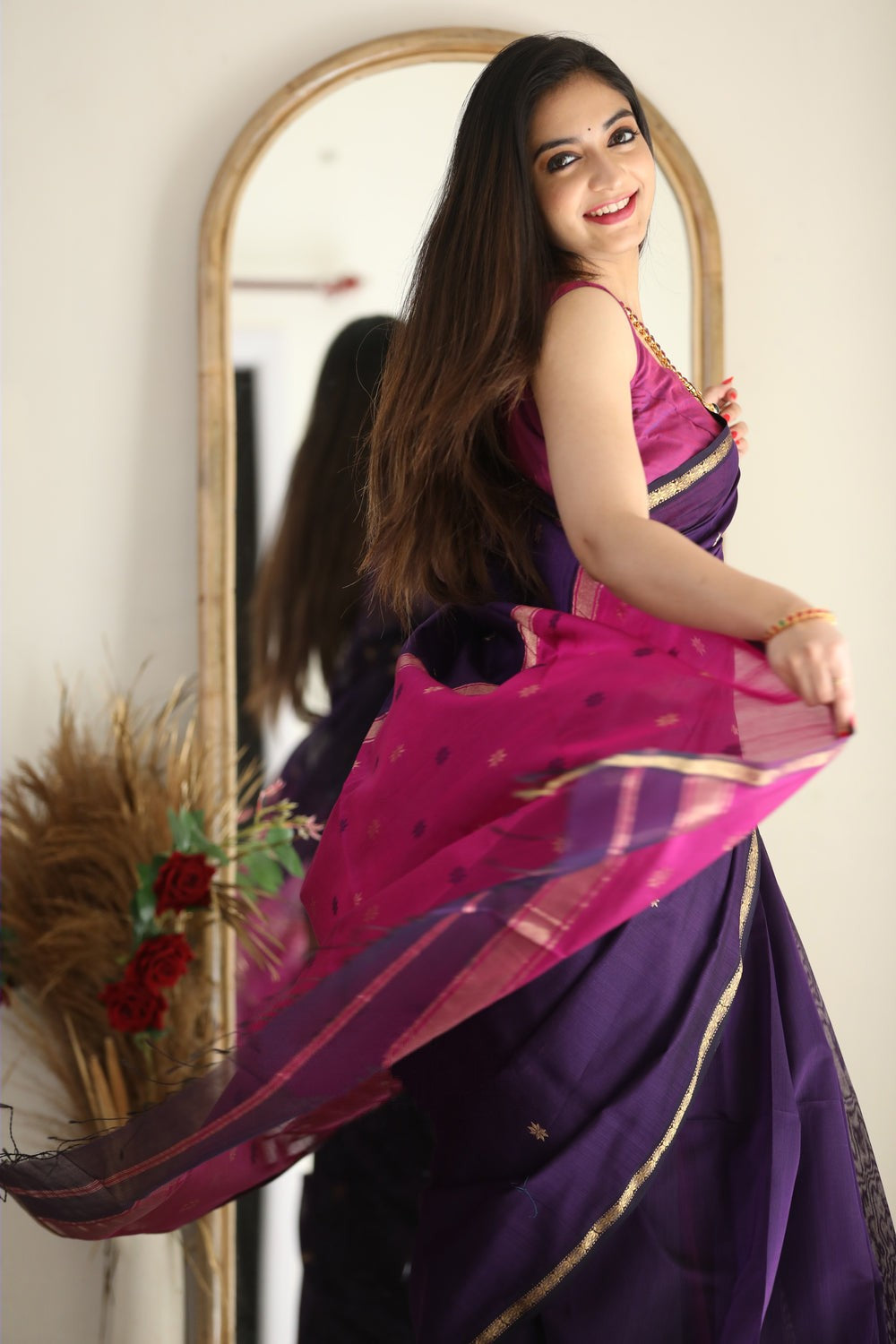 Exotic Jaquard Purple Color Silk Saree