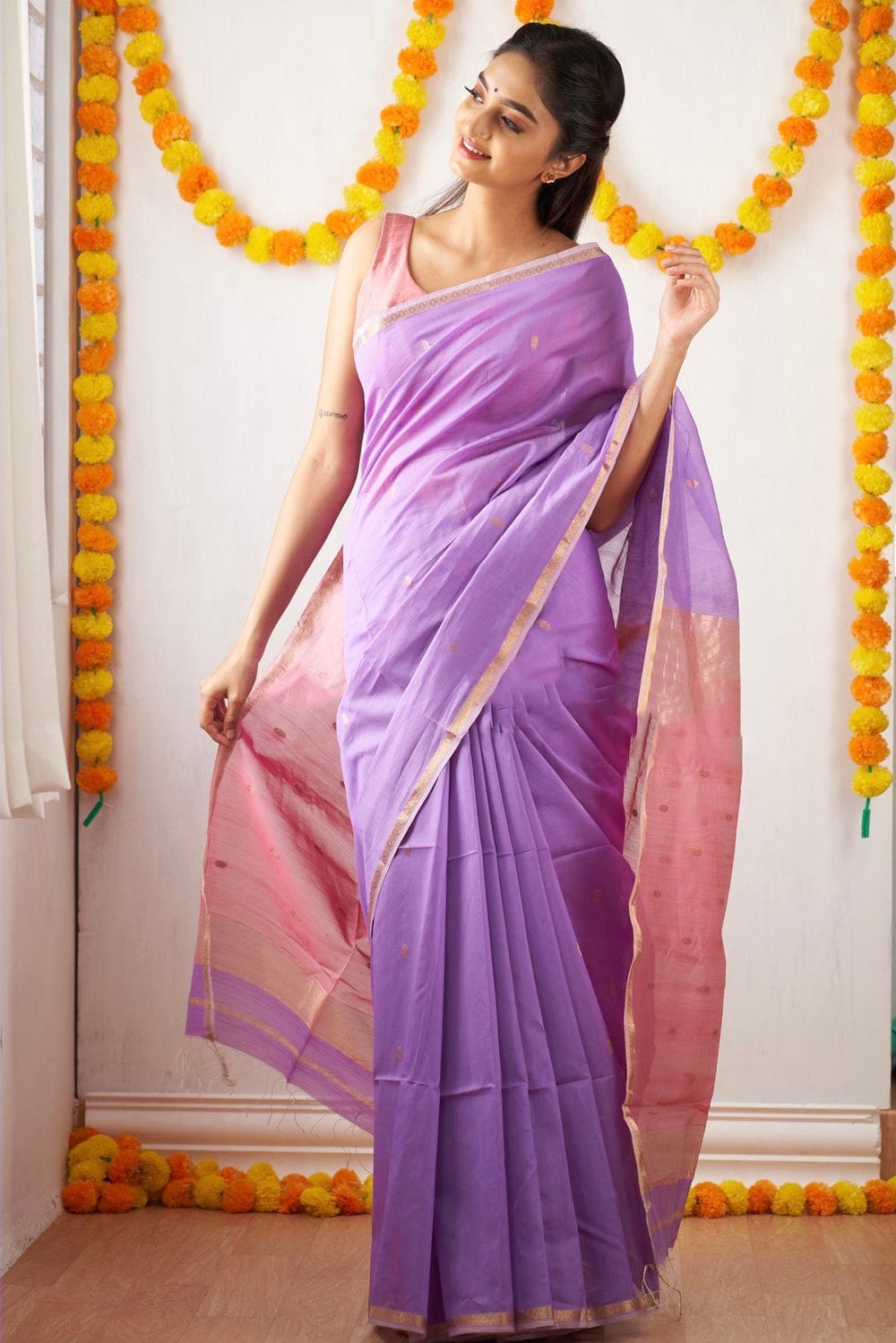 Exotic Jaquard Purple Color Silk Saree