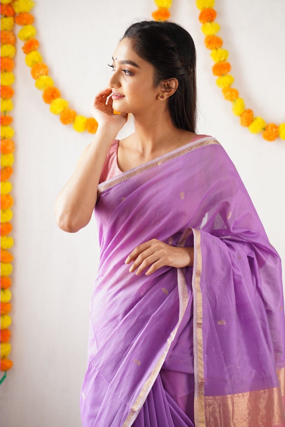 Exotic Jaquard Purple Color Silk Saree