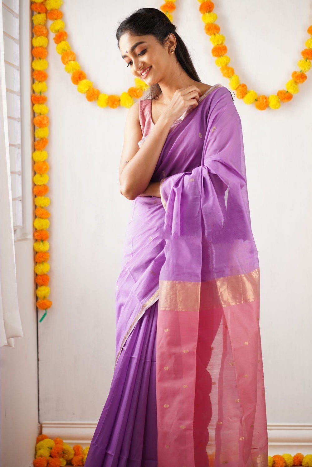 Exotic Jaquard Purple Color Silk Saree