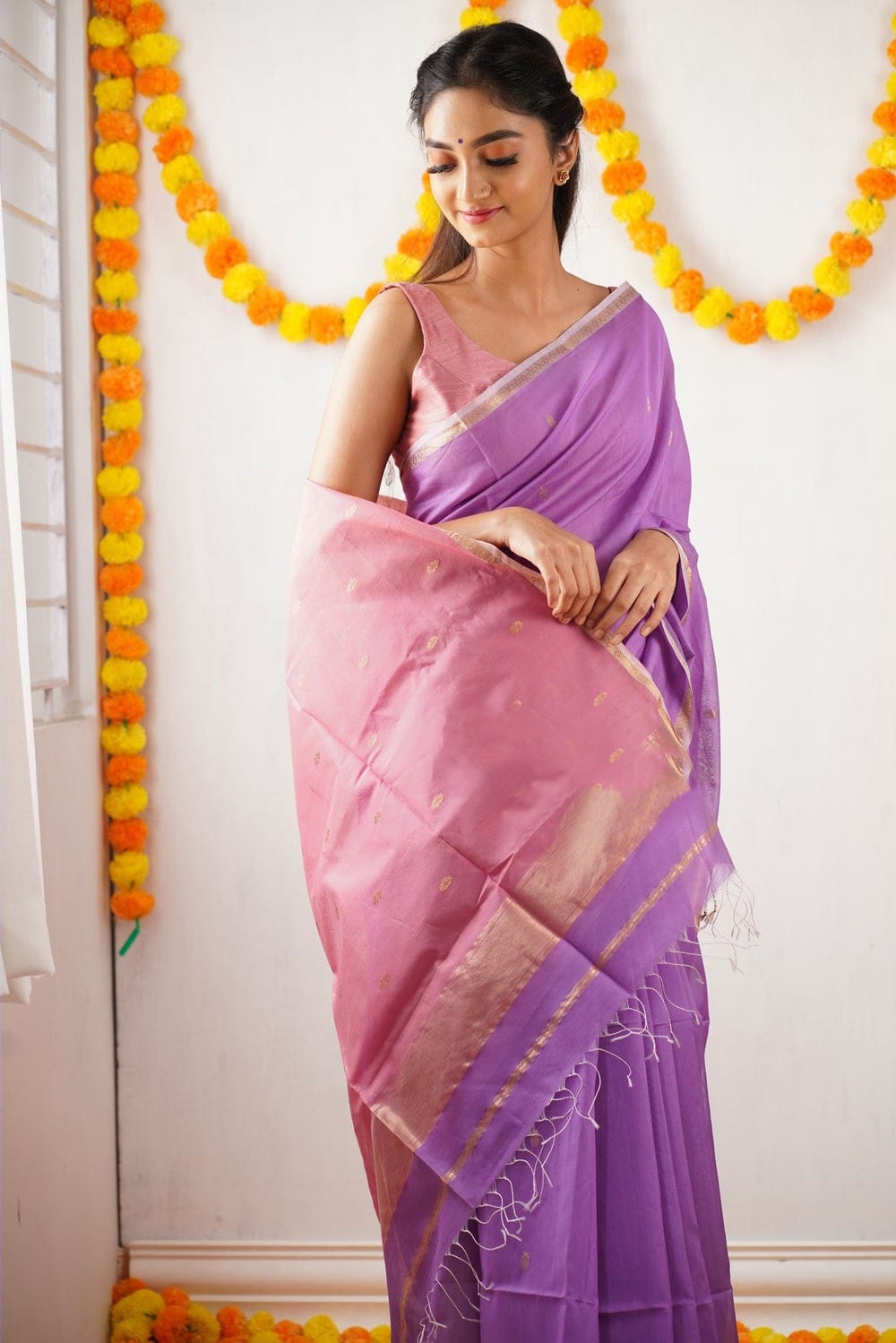 Exotic Jaquard Purple Color Silk Saree