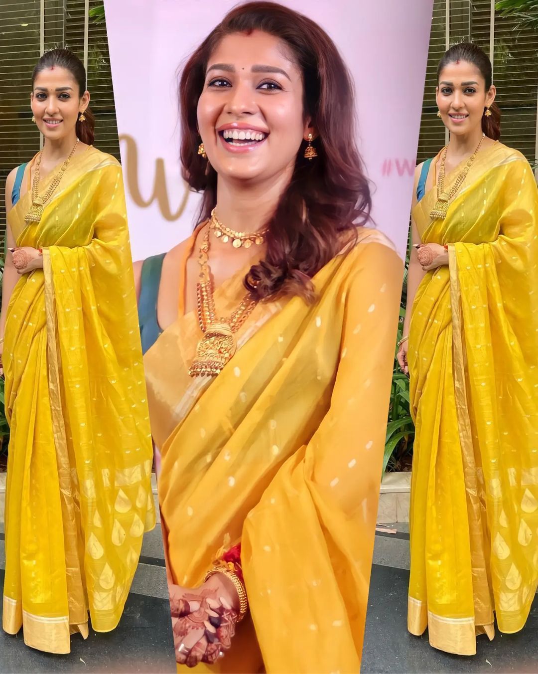 Nayan Tara Bollywood Style Jacquard Yellow Color Silk Saree