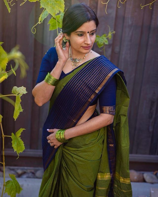 Delightful Blue Color Jacquard Silk Saree