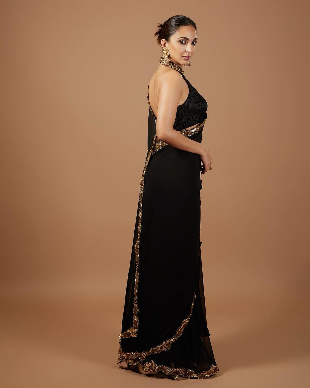 Kiara Advani Black Color Georgette Saree