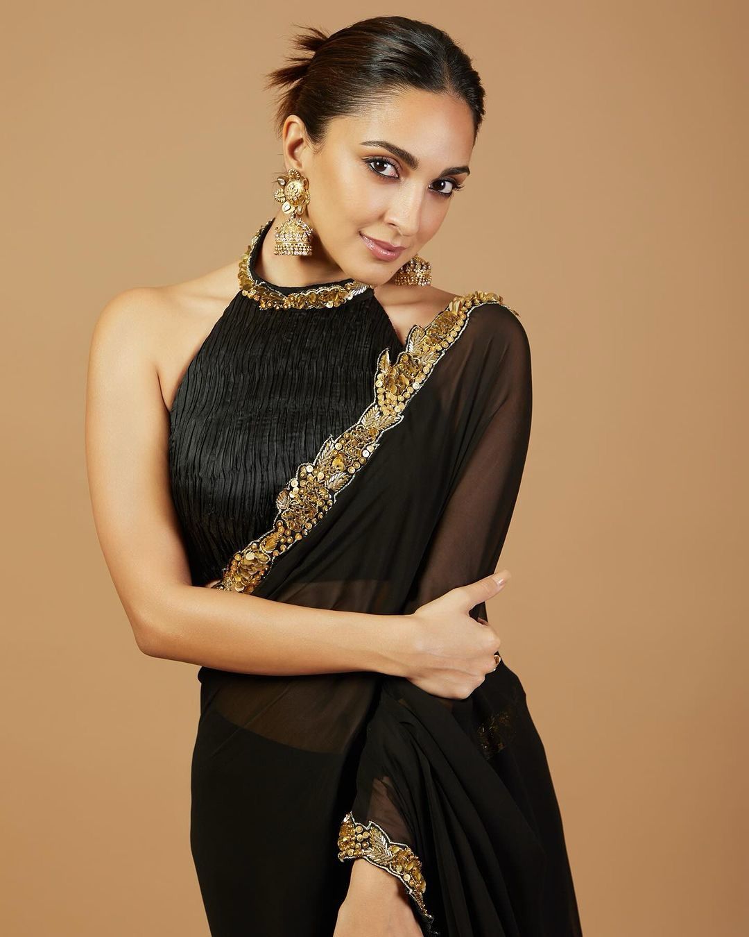 Kiara Advani Black Color Georgette Saree