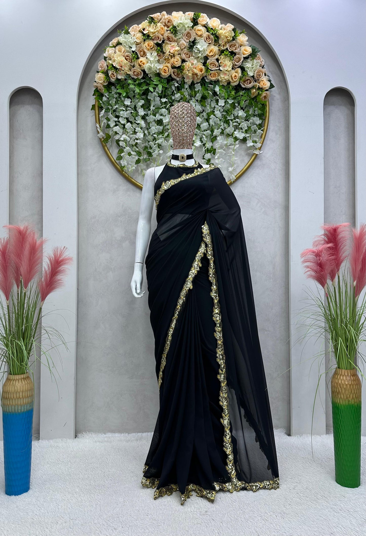 Kiara Advani Black Color Georgette Saree