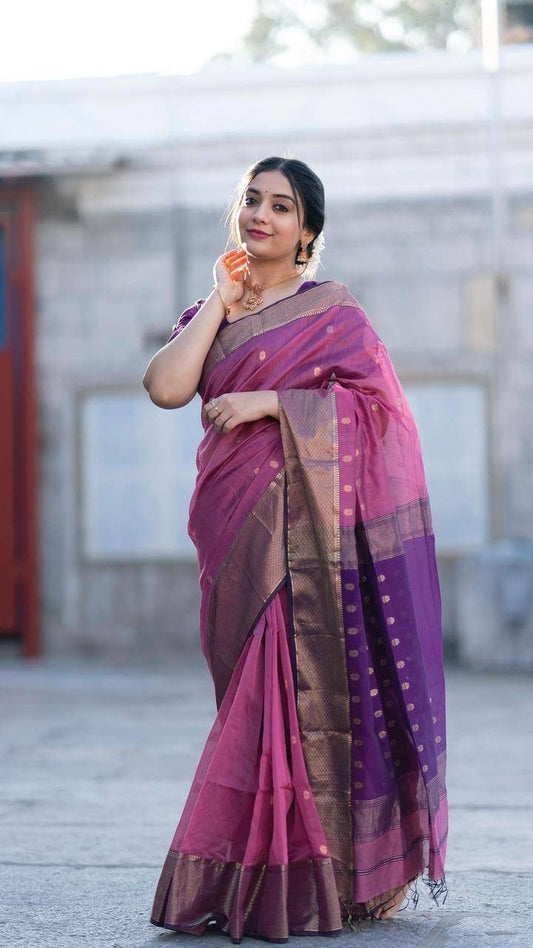 Classic Jacquard Onion Color Saree