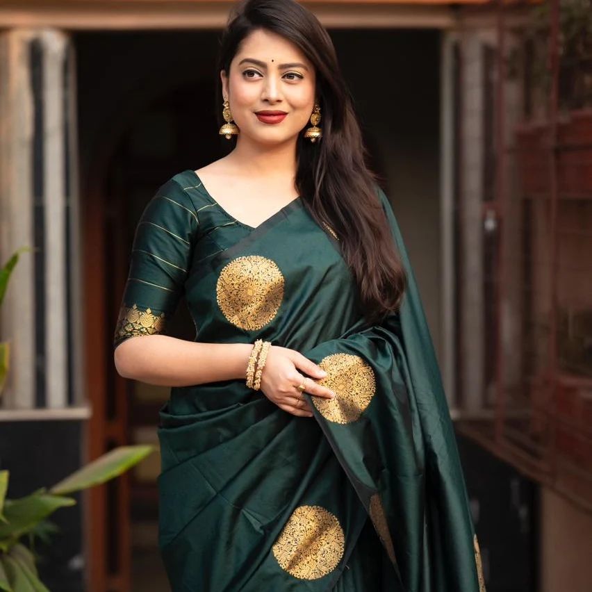 Delightful Jari Work Green Color Occasion Wear Saree