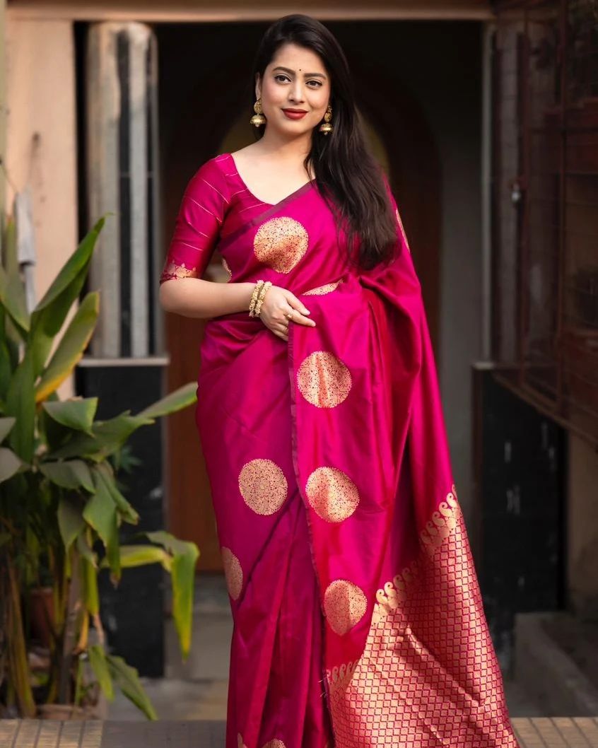 Delightful Jari Work Pink Color Occasion Wear Saree