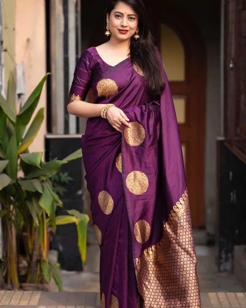 Delightful Jari Work Wine Color Occasion Wear Saree